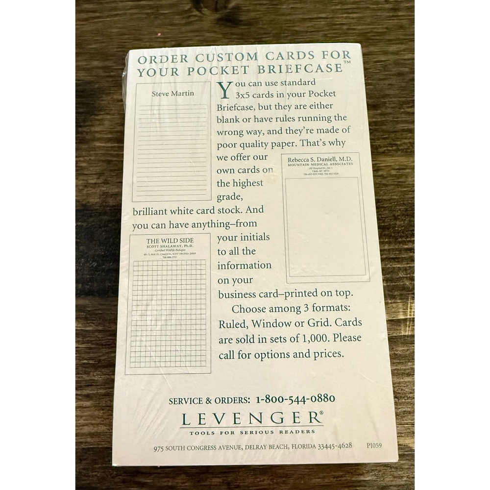 Levenger Pocket Briefcase Ruled Cards 3x5 White NEW Professional Stationery